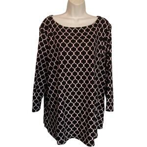 Charter Club Black Multicolor Stretch Comfortable Top/Tunic 3X